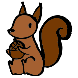 Illustration of a squirrel holding an acorn